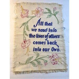 Vintage Embroidery Stitchery Poem Floral 9x14